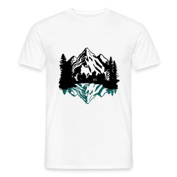 Berge, Wald und Spiegelung im See - Männer T-Shirt - Weiß - Vorne - AI Model Male 178 dark (178cm)