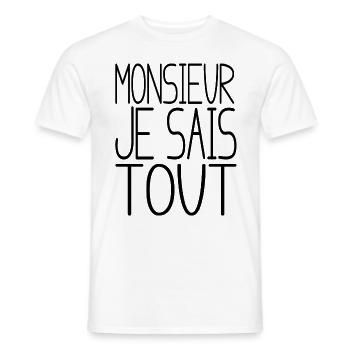 Monsieur je sais tout - T-shirt homme - blanc - Devant - AI Model Male 178 dark (178cm)