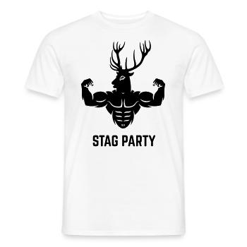 Stag Party (Deer Head, Muscleman, Bachelor Party) - Men's T-Shirt - white - Front - AI Model Male 178 dark (178cm)