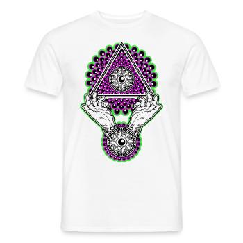 Neon Illuminati Pyramide neongrün - Schwarzlicht - Männer T-Shirt - Weiß - Vorne - AI Model Male 178 dark (178cm)