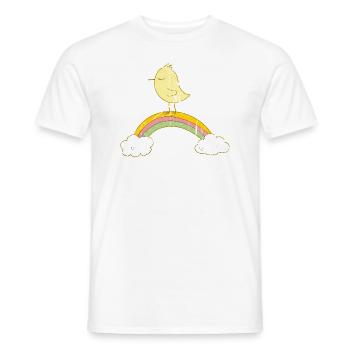Rainbow Bird, Magic Canary, Little yellow bird - Men's T-Shirt - white - Front - AI Model Male 178 dark (178cm)