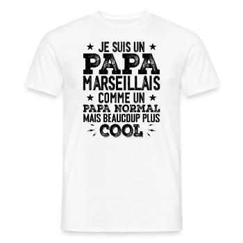 Papa Marseillais Humour - Cadeau Anniversaire Papa - T-shirt homme - blanc - Devant - AI Model Male 178 dark (178cm)