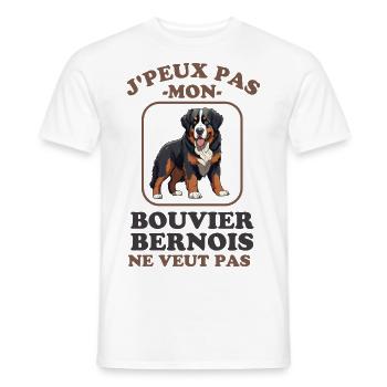 Chien de race bouvier bernois chien mignon - T-shirt homme - blanc - Devant - AI Model Male 178 dark (178cm)