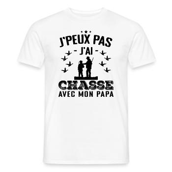 J'Peux Pas J'ai Chasse Avec Mon Papa - T-shirt homme - blanc - Devant - AI Model Male 178 dark (178cm)