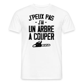 J'peux Pas J'ai Un Arbre A Couper Humour Cadeau - T-shirt homme - blanc - Devant - AI Model Male 178 dark (178cm)