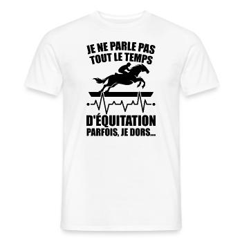 Je Ne Parle Pas Toujours D'équitation Aime Cheval - T-shirt homme - blanc - Devant - AI Model Male 178 dark (178cm)