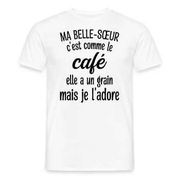 Belle-sœur Grain Café - T-shirt homme - blanc - Devant - AI Model Male 178 dark (178cm)