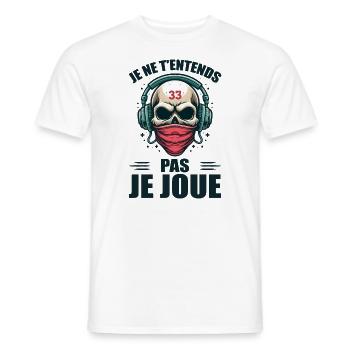 I can't hear you, I'm playing - Men's T-Shirt - white - Front - AI Model Male 178 dark (178cm)