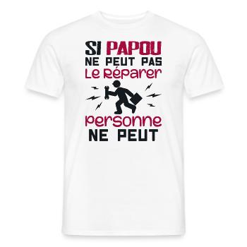 Wenn Papua es nicht reparieren kann, kann es niemand - Männer T-Shirt - Weiß - Vorne - AI Model Male 178 dark (178cm)