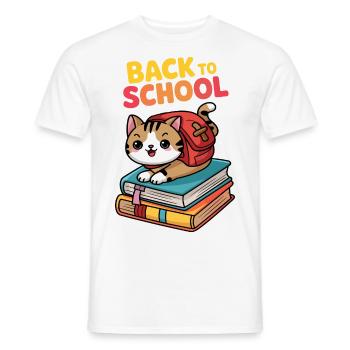 Verspielte Katze Zurück zur Schule Illustration - Männer T-Shirt - Weiß - Vorne - AI Model Male 178 dark (178cm)
