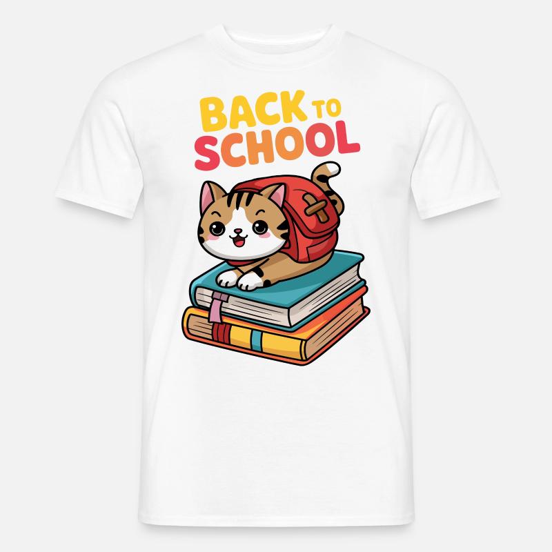 Verspielte Katze Zurück zur Schule Illustration - Männer T-Shirt - Weiß
