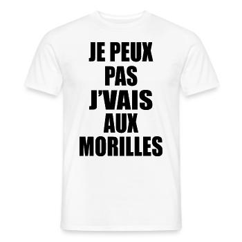 J’peux pas j’vais aux morilles - T-shirt homme - blanc - Devant - AI Model Male 178 dark (178cm)