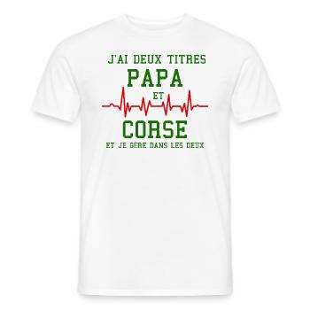Homme Papa Corse Deux Titres Humour Corse - T-shirt homme - blanc - Devant - AI Model Male 178 dark (178cm)