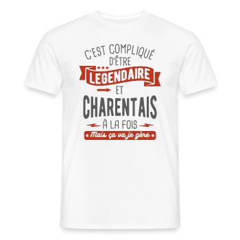 légendaire et charentais - T-shirt homme - blanc - Devant - AI Model Male 178 dark (178cm)