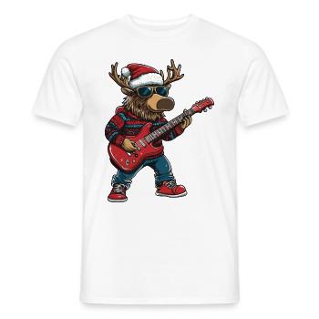 Elch Weihnachten Rocker Gitarre - Männer T-Shirt - Weiß - Vorne - AI Model Male 178 dark (178cm)