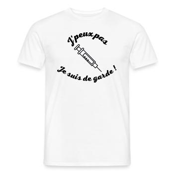 J peux pas je suis de garde infirmièr(e) ! - T-shirt homme - blanc - Devant - AI Model Male 178 dark (178cm)