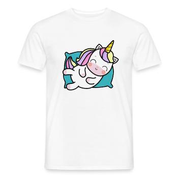 Licorne sur oreiller idée cadeau mignon - T-shirt homme - blanc - Devant - AI Model Male 178 dark (178cm)