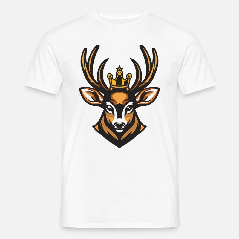 Hirsch Kopf Krone - Männer T-Shirt - Weiß