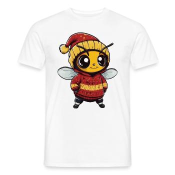 Biene Weihnachten Comic - Männer T-Shirt - Weiß - Vorne - AI Model Male 178 dark (178cm)