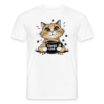 Kaffeeliebe Katze Design - Männer T-Shirt - Weiß - Vorne - AI Model Male 178 dark (178cm)