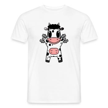 Kuh Fitness Motivation Gym Geschenk - Männer T-Shirt - Weiß - Vorne - AI Model Male 178 dark (178cm)