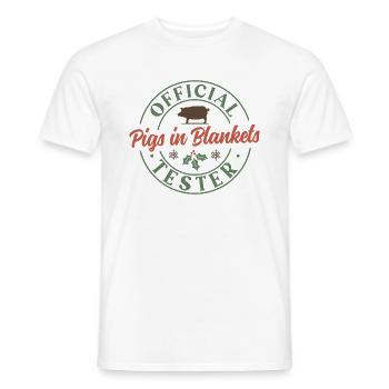 Official Pigs in Blankets tester - Men's T-Shirt - white - Front - AI Model Male 178 dark (178cm)