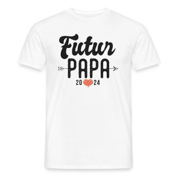 couple Futur papa 2024 annonce grossesse - T-shirt homme - blanc - Devant - AI Model Male 178 dark (178cm)