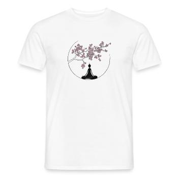 Blüte mit Buddha - Männer T-Shirt - Weiß - Vorne - AI Model Male 178 dark (178cm)