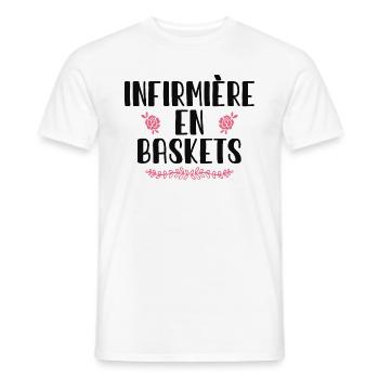 Infirmière En Baskets Humour Hôpital Basket - T-shirt homme - blanc - Devant - AI Model Male 178 dark (178cm)