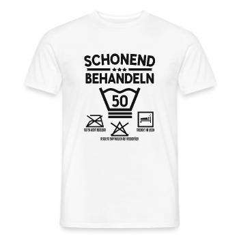 SCHONEND BEHANDELN 50 JAHRE ALT UNIKAT GEBURTSTAG - Männer T-Shirt - Weiß - Vorne - AI Model Male 178 dark (178cm)