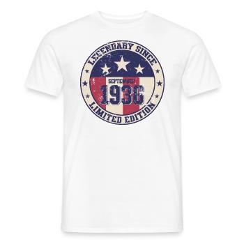 88ème Anniversaire Millésime Septembre 1936 Millésime 36 - T-shirt homme - blanc - Devant - AI Model Male 178 dark (178cm)