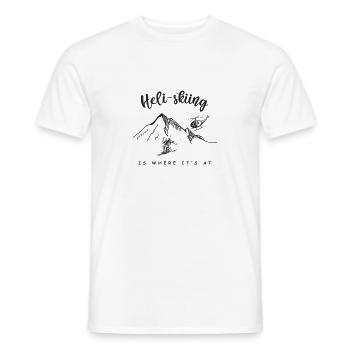 Héliski, Funny Extreme Skiing, Hélicoptère, ski - T-shirt homme - blanc - Devant - AI Model Male 178 dark (178cm)