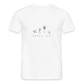 Vegan, grass fed, veggie, vegan cuisine, vegetables - Men's T-Shirt - white - Front - AI Model Male 178 dark (178cm)