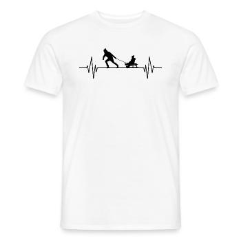 Luge, battement de cœur, luge, sports d’hiver - T-shirt homme - blanc - Devant - AI Model Male 178 dark (178cm)