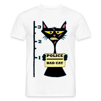 Chat racaille - T-shirt homme - blanc - Devant - AI Model Male 178 dark (178cm)