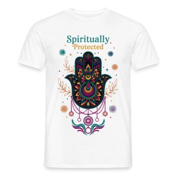 Spiritualité Géométrie Sacrée Protégée Spirituellement - T-shirt homme - blanc - Devant - AI Model Male 178 dark (178cm)