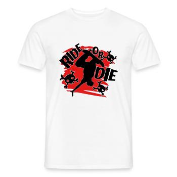Skater - Ride Or Die With Skulls Skateboarder - Men's T-Shirt - white - Front - AI Model Male 178 dark (178cm)