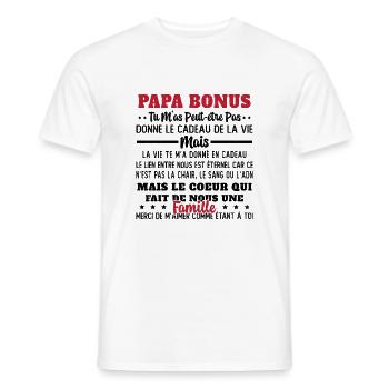 Papa Bonus Cadeau Humour Fête des pères - T-shirt homme - blanc - Devant - AI Model Male 178 dark (178cm)