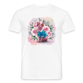 Chat Sphynx pour les amoureux des chats - T-shirt homme - blanc - Devant - AI Model Male 178 dark (178cm)