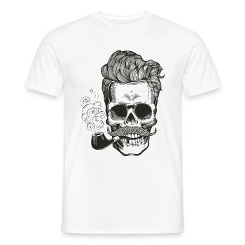 skull_pipe - Men's T-Shirt - white - Front - AI Model Male 178 dark (178cm)