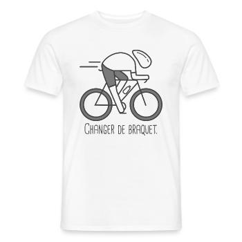 velo vélo vélos velos cycliste changer de braquet - T-shirt homme - blanc - Devant - AI Model Male 178 dark (178cm)