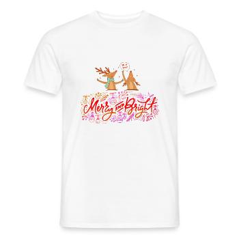 Christmas - Merry and Bright - Men's T-Shirt - white - Front - AI Model Male 178 dark (178cm)