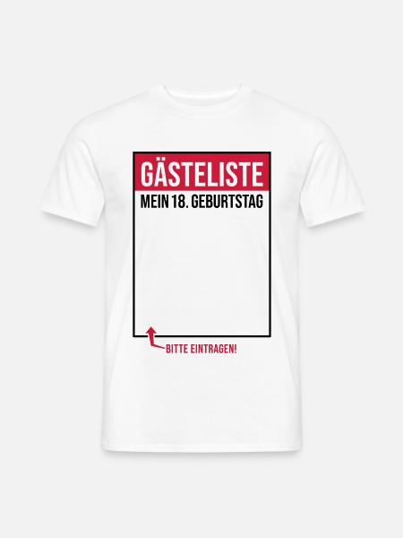 Gästeliste mein 18. Geburtstag zum Verewigen - Männer T-Shirt - Weiß