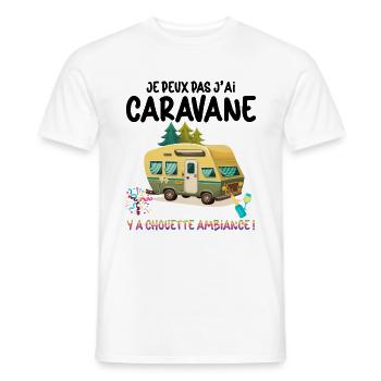 Caravane Cadeau Humour Chouette Ambiance - T-shirt homme - blanc - Devant - AI Model Male 178 dark (178cm)