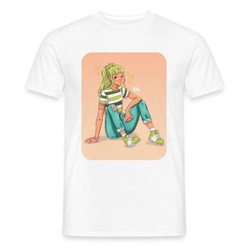Fille verte - T-shirt homme - blanc - Devant - AI Model Male 178 dark (178cm)