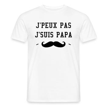 J'Peux Pas J'Suis Papa, Humour Cadeau Papa - T-shirt homme - blanc - Devant - AI Model Male 178 dark (178cm)