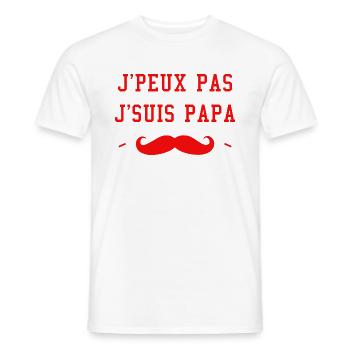 J'Peux Pas J'Suis Papa, Humour Cadeau Papa - T-shirt homme - blanc - Devant - AI Model Male 178 dark (178cm)