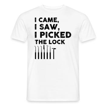 Lock Picking Locking Technician Schlossdienst Design - Men's T-Shirt - white - Front - AI Model Male 178 dark (178cm)