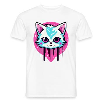 Illustration de chat mignon - T-shirt homme - blanc - Devant - AI Model Male 178 dark (178cm)