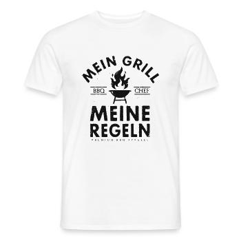 MEIN GRILL MEINE REGELN BBQ CHEF KOCH GRILLMEISTER - Männer T-Shirt - Weiß - Vorne - AI Model Male 178 dark (178cm)